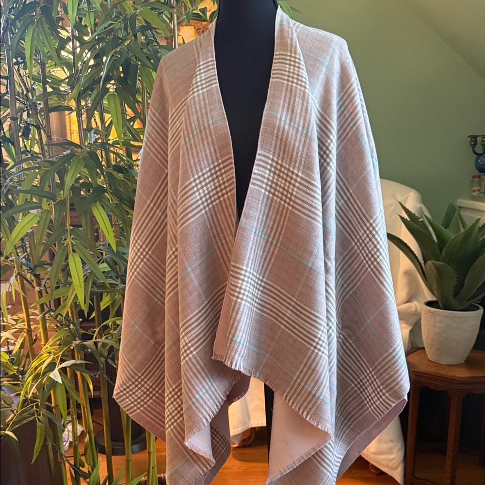 Reversible Plaid Shawl Wrap